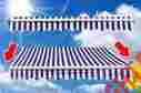 Aqua-manual-awning-12x10-stripe-bluewhite Cielo-blue 12x10 Outdoor Patio Manual Retractable Sun Shade Canopy Awning Blue White 632181725757