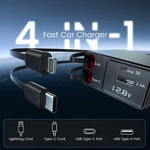 4 In Retractable Car Phone ADAPTER,100W Fast Charger, CABLESM180 ,blue. Fixed Price $9.90.