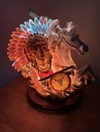 Vtg Ray Chia Collection Lg. Fiber Optic Lamp Light Western Wolf Native Rare. Fixed Price $185.00.