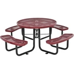 Global Industrial 46" Round Expanded Metal Picnic Table Red. Fixed Price $898.88.
