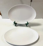 2 Vintage 1950'S Prolon Melmac Hard Plastic White Serving Platters, #7417,. Fixed Price $28.00.