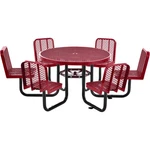 Global Industrial 46" Round Picnic Table W/ Seats Expanded Metal Red. Fixed Price $1079.98.