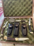 Paramont Coal 4 Imperial Frontier Double Eagle Lock Blade Knives & 3 Sheath. Fixed Price $173.13.