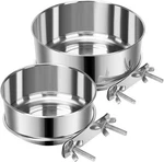 2 Pcs Small Pet Dog Food Water Bowl For Cage Stainless Steel Non-spill Kennel Ha. Fixed Price $16.40.