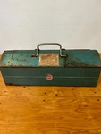 Western Auto Supply Wizard Tool Box W/ Tray 22" Blue Green Metal Vintage. Fixed Price $75.00.