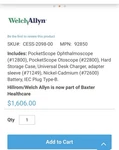 Welch Allyn 92850 Pocket Diagnostic Set Soft Case Ophthalmoscope Otoscope. Fixed Price $378.00.