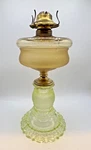 Antique Victorian Adams&co Uranium Glass Oil Lamp ''apollo Pattern''base. Fixed Price $389.00.
