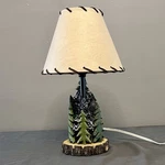 Vtg Rustic Lodge Desktop Table Lamp W/ Moose & Woods Shade Country Cottagecore. Fixed Price $37.35.