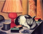 Cat Lamp Art Print George Copeland Ault 1928 American Precisionist. Fixed Price $69.00.