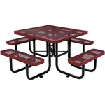 Global Industrial 46" Square Expanded Metal Picnic Table Red. Fixed Price $873.15.