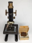 Vintage C. Reichert Wien Optical Antique Brass Microscope With Slides And Covers. Fixed Price $179.99.