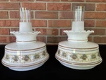 Vintage Set Of 2 Quoizel Abigail Adams Hurricane Glass Floral Lamp Shade Fitter. Fixed Price $179.95.