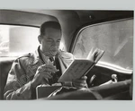 American Businessman Reads Back Of Taxi Work Commute Life 1950S Press Photo. Fixed Price $40.00.