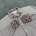 Robert Graham Shirt Mens Large Purple Flip Cuff Striped Embroidered Long Sleeve. Fixed Price $17.00.